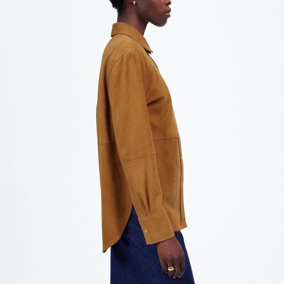 Madewell Straight-Hem Button-Up Lightweight Suede Jacket NWT, S - Picture 4 of 10